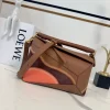 Cowhide Puzzle Edge Landscape Handbag Walnut Brown Size: 24*10.5*16CM