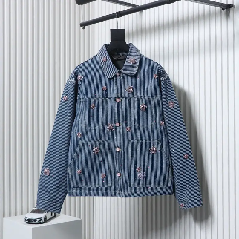 Joint Cherry Blossom Hand-Sewn Diamond Denim Jacket