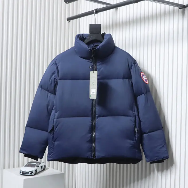 Stand-up Collar Large Plaid Down Jacket