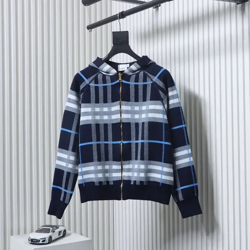 Reversible Plaid Wool Jacquard Cardigan