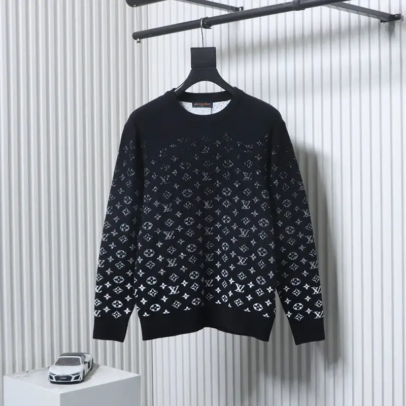 All-over Monogram Jacquard Starry Gradient Wool Knit Sweater