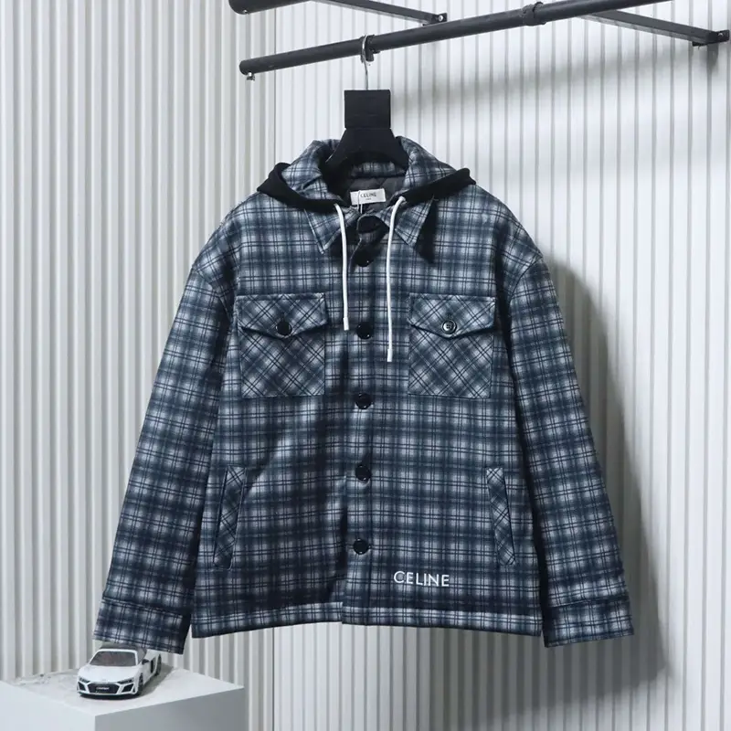 Plaid Cashmere Hooded Cotton Jacket