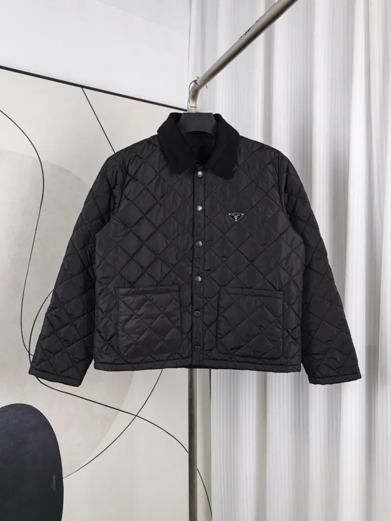 Logo Diamond Pattern Cotton Jacket