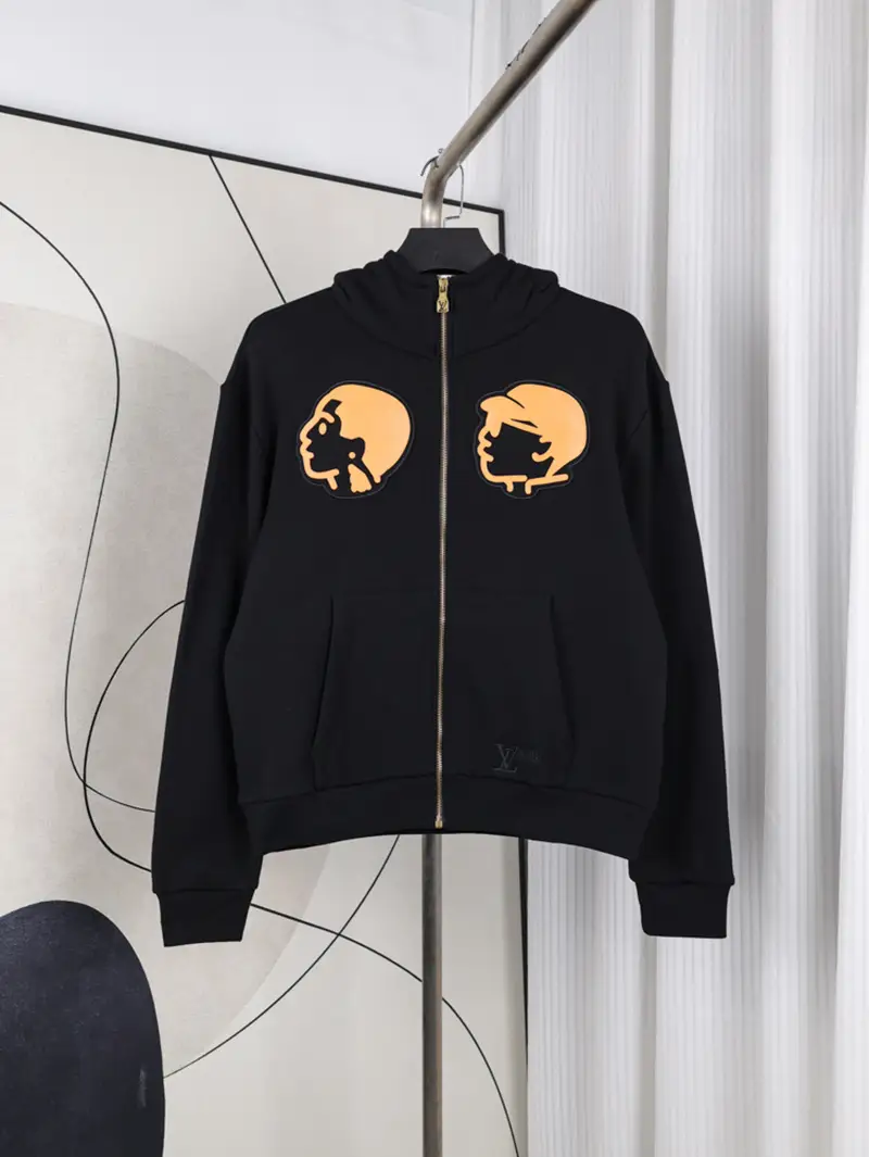 Genuine Leather Portrait Embroidered Sweatshirt