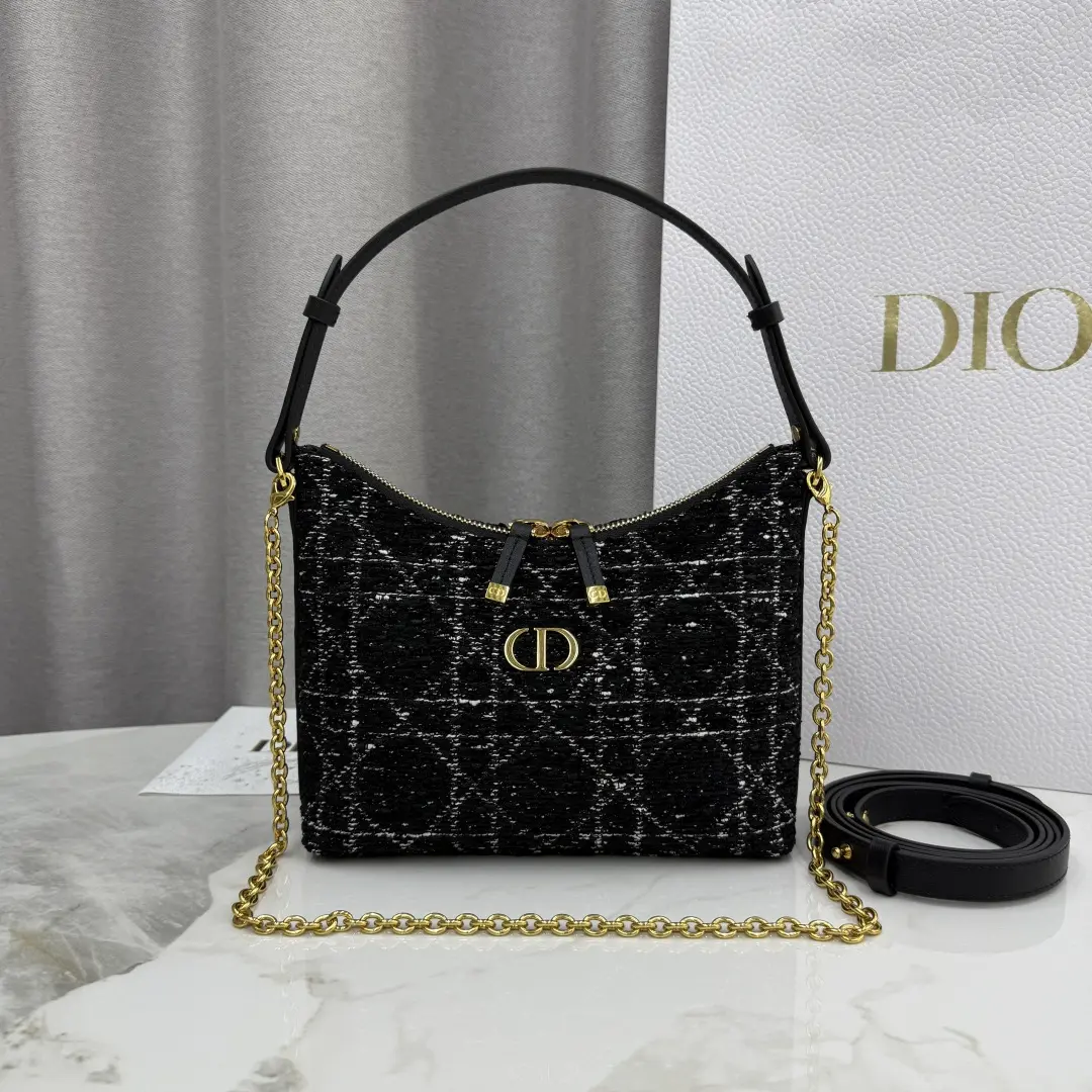 Miss Caro chain bag in black woven tweed Miss Caro chain bag in black woven tweed