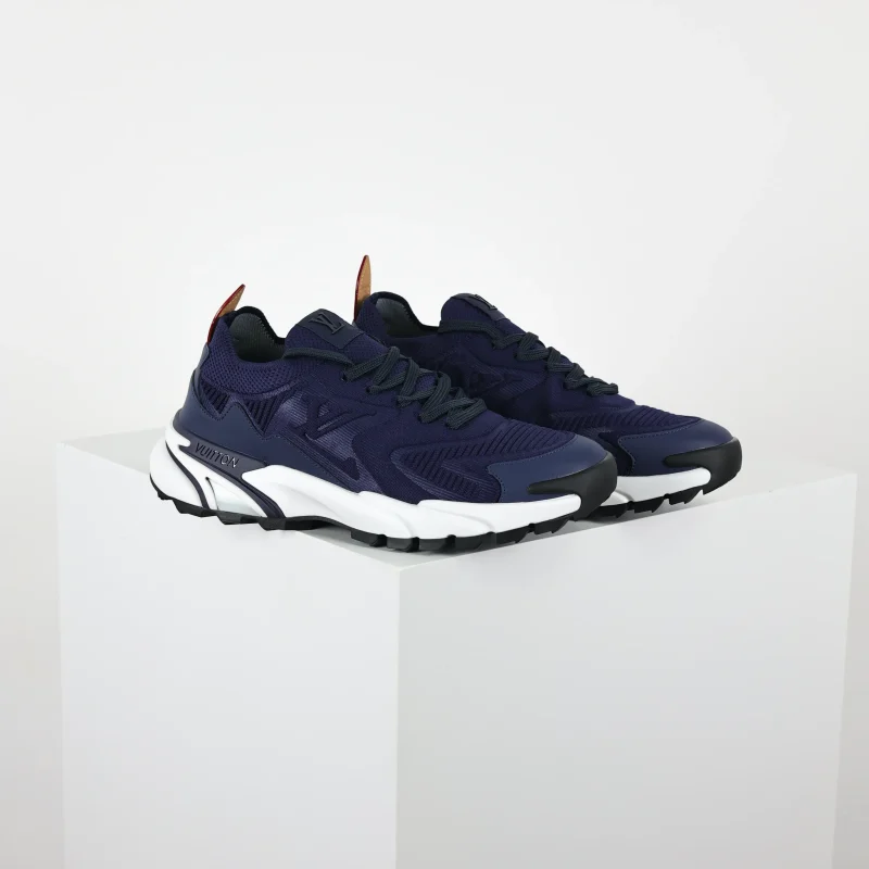 Runner Tatic knitted lace-up shoes, dark blue and white