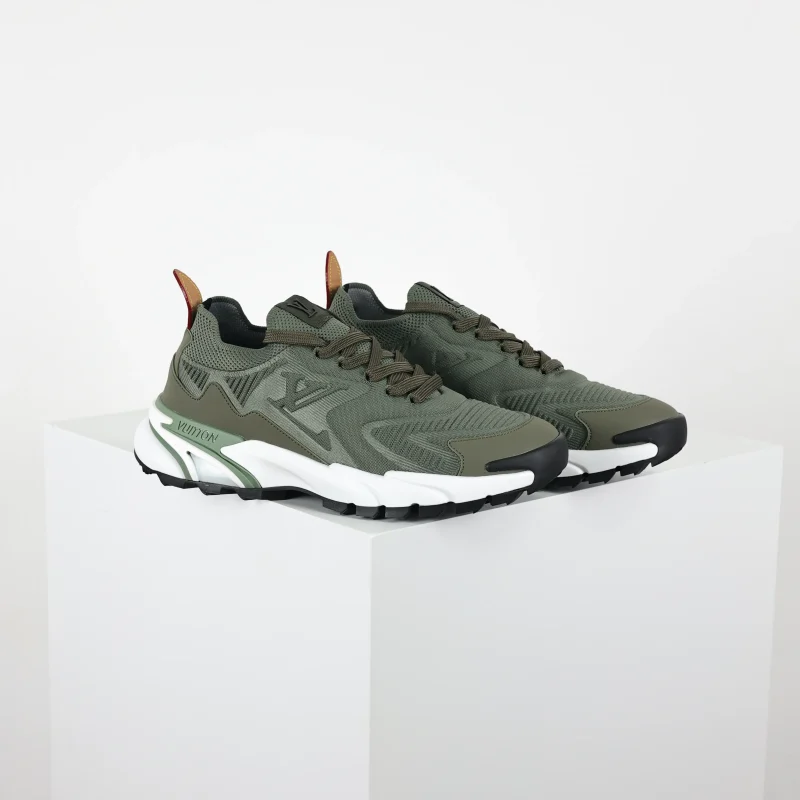 Runner Tatic Knit Schnürschuhe, Laufschuhe, Armeegrün und Weiß6