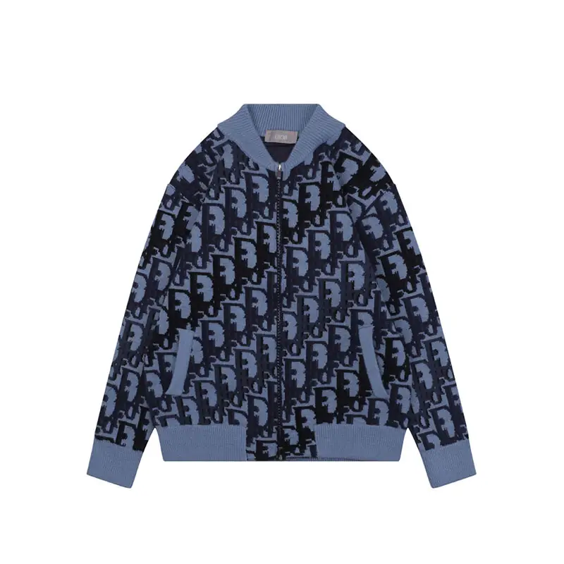 All-over Gradient Logo Jacquard Sweater Coat