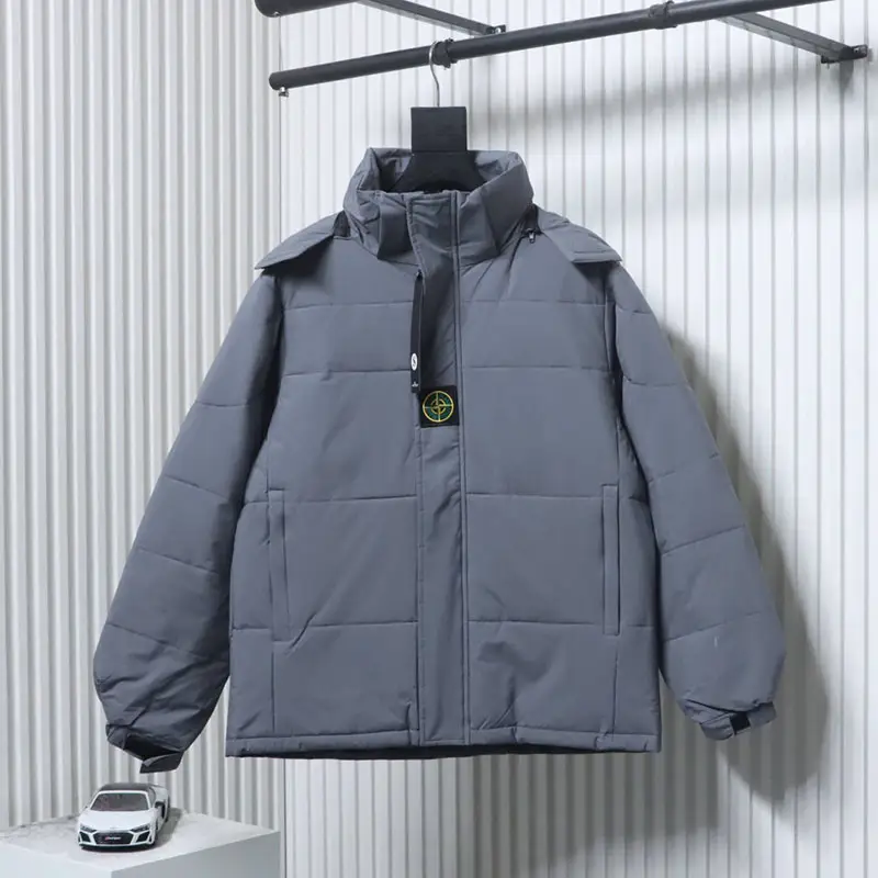 Logo Solid Color Zip-up Hooded Down Jacket