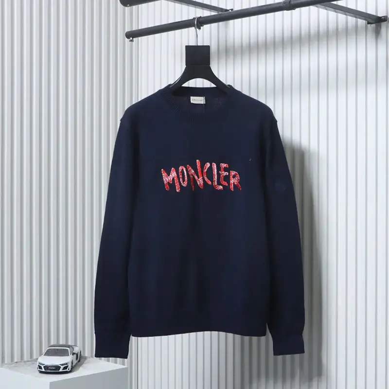 Logo Red Letter Embroidered Knit Sweater