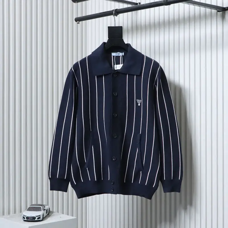 25fw Striped Collar Knit Cardigan