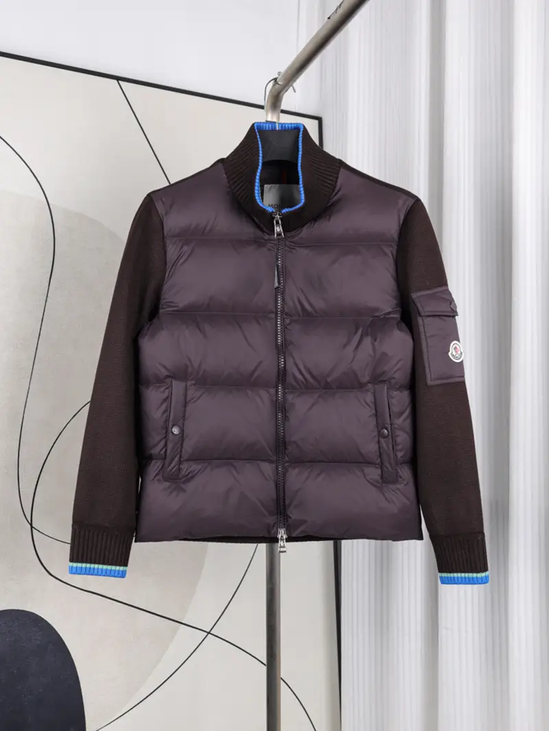 Cardigan Stand-Collar Patchwork Zip-up Down Jacket