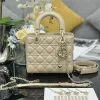 Lady Dior New Four-Compartment Lambskin Leather Chain Handbag, Khaki. Dimensions: 20 x 17 x 8 cm