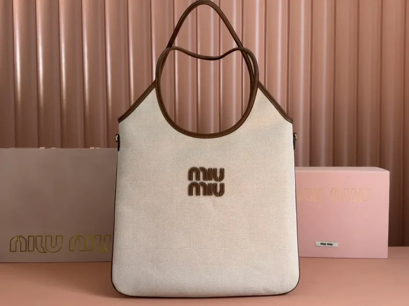 Miu women's IVY leather tote shoulder bag