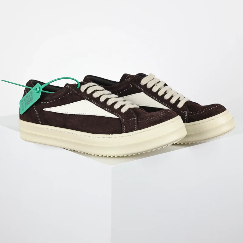 R1ck0wens RO Low-Top-Schuhe Kaffeefarbenes Wildleder1