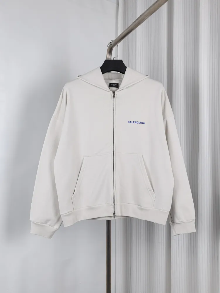 BLCG Embroidered Blue Letter Zip Hoodie