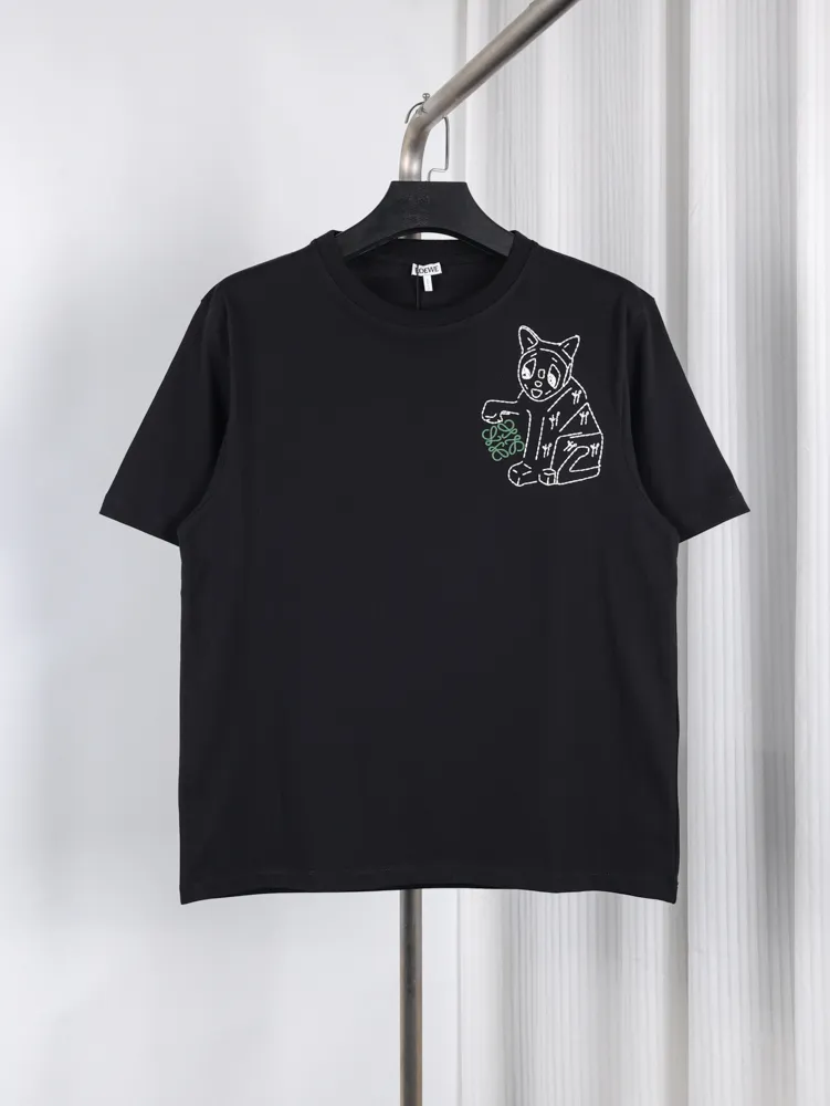 Ceramic Cat Embroidery T-Shirt