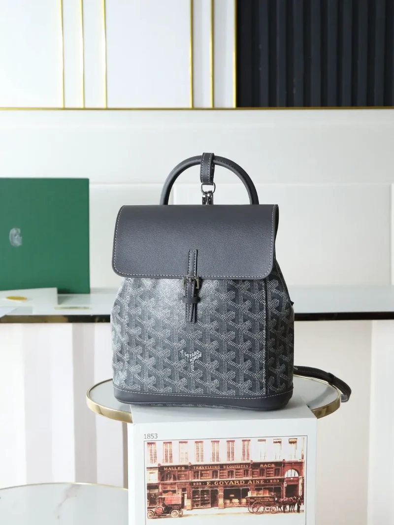 Goyard Aln Mini Backpack, Button Style, Grey Monogram, Dimensions: 19*20*9 cm1