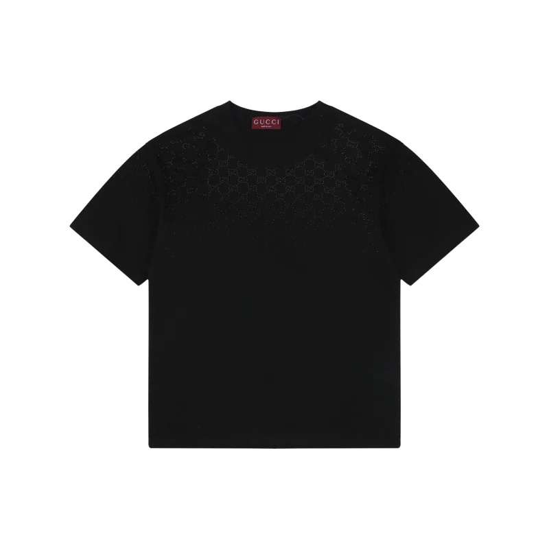 Gradient Crystal Double G Cotton T-Shirt