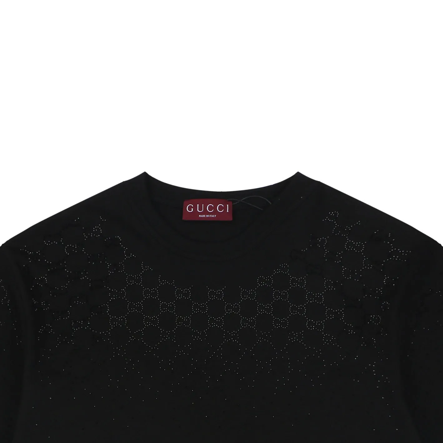 Gradient Crystal Double G Cotton T-Shirt - Close up details