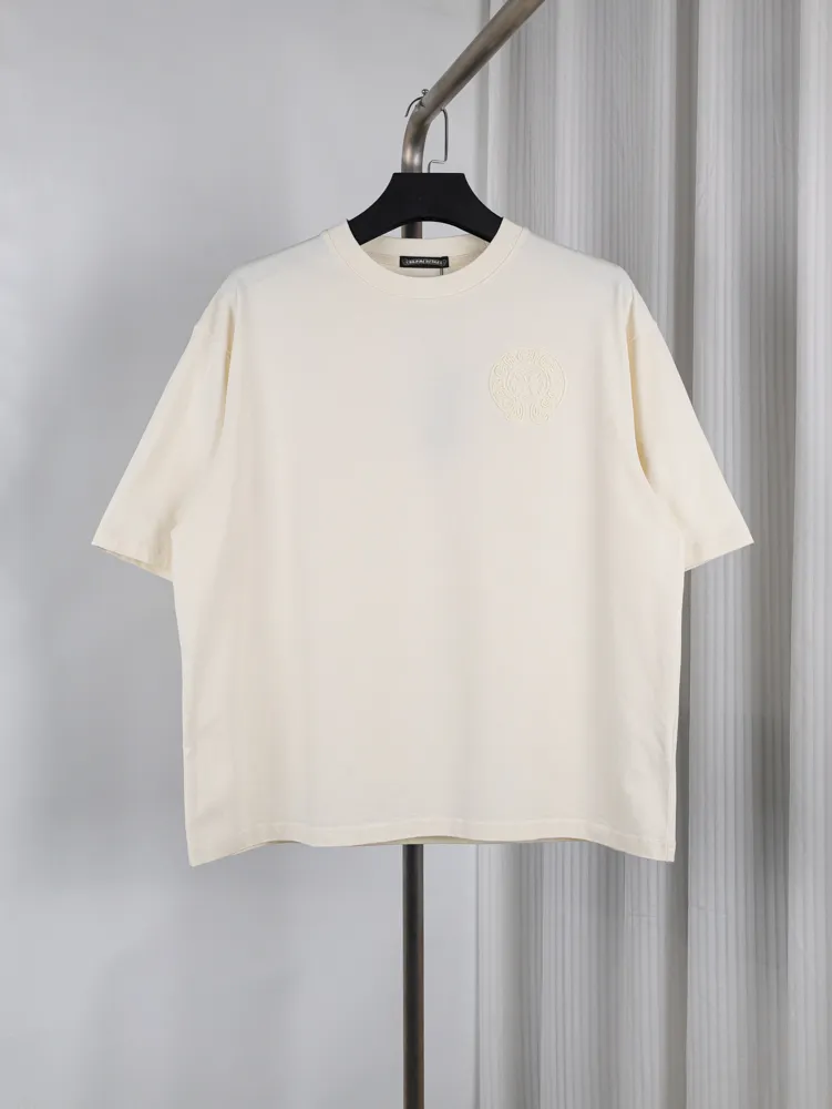 Horseshoe Chain Embroidery T-Shirt - Cream White