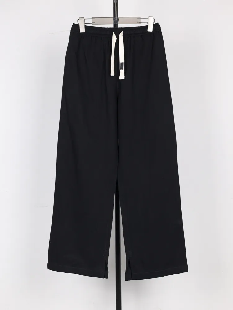 Twill Pants Straight Fit Drawstring Trousers