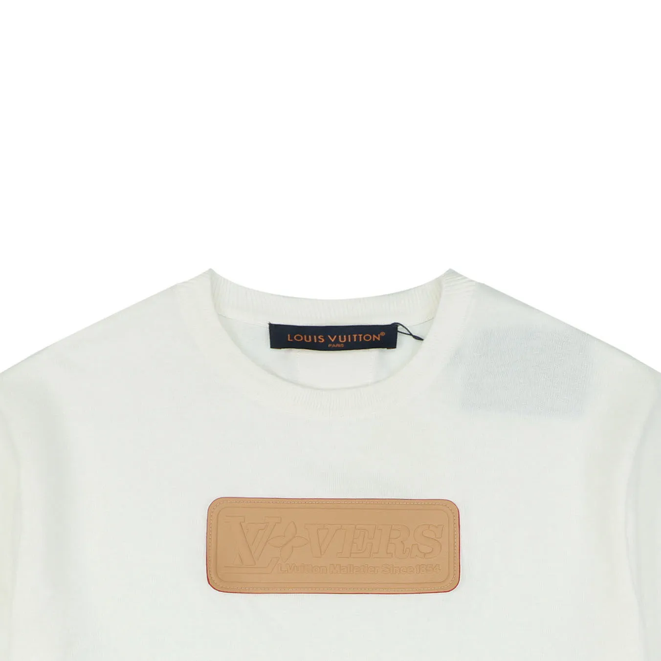 Monogram Jacquard Leather Patch Cotton T-Shirt - Details 1