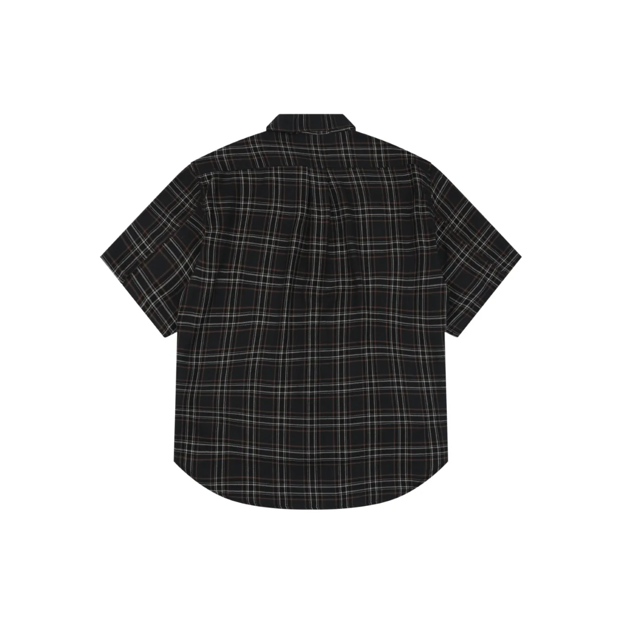 Plaid Cotton Oversized Short Sleeve T-Shirt - Back