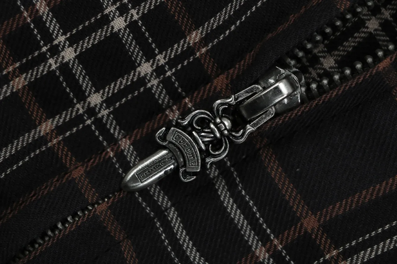 Plaid Cotton Oversized Short Sleeve T-Shirt - Zipper