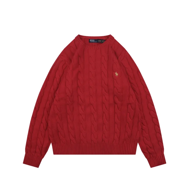 RL Cable Knit Crewneck Sweater with Pony Embroidery