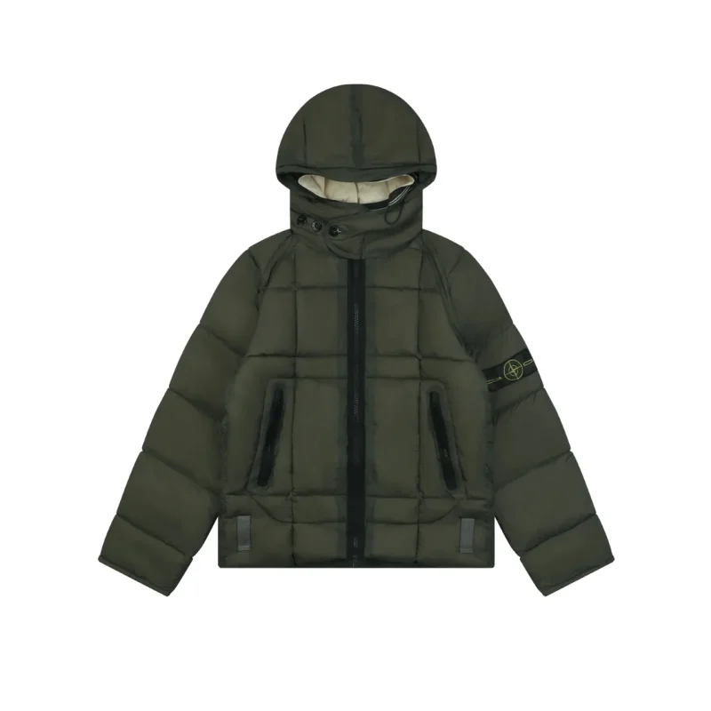 Black Mesh Badge Down Jacket