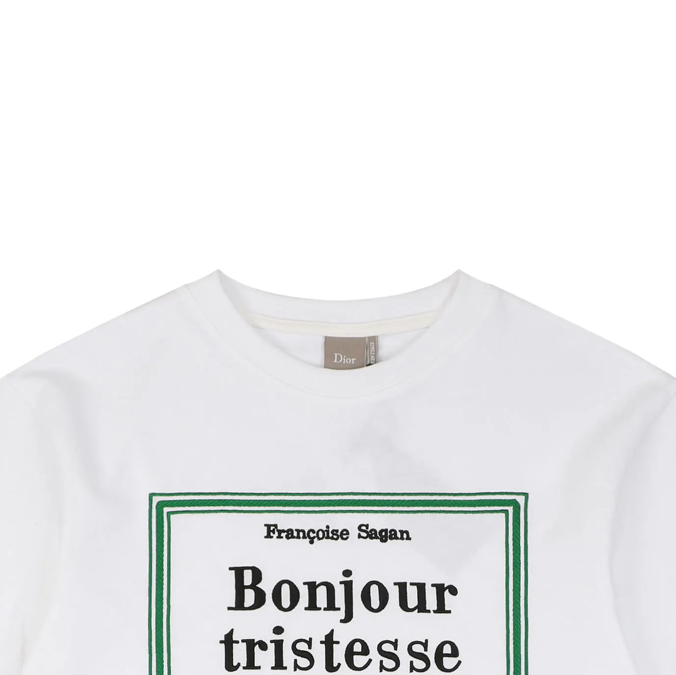 Thorn Poetry Embroidery Cotton T-Shirt - White - Close up