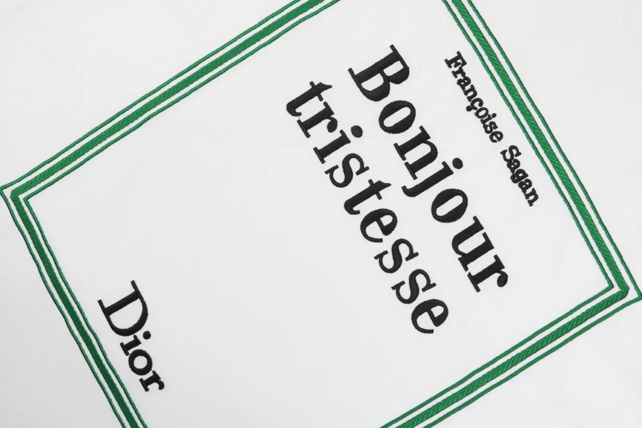 Thorn Poetry Embroidery Cotton T-Shirt - White - Logo 1