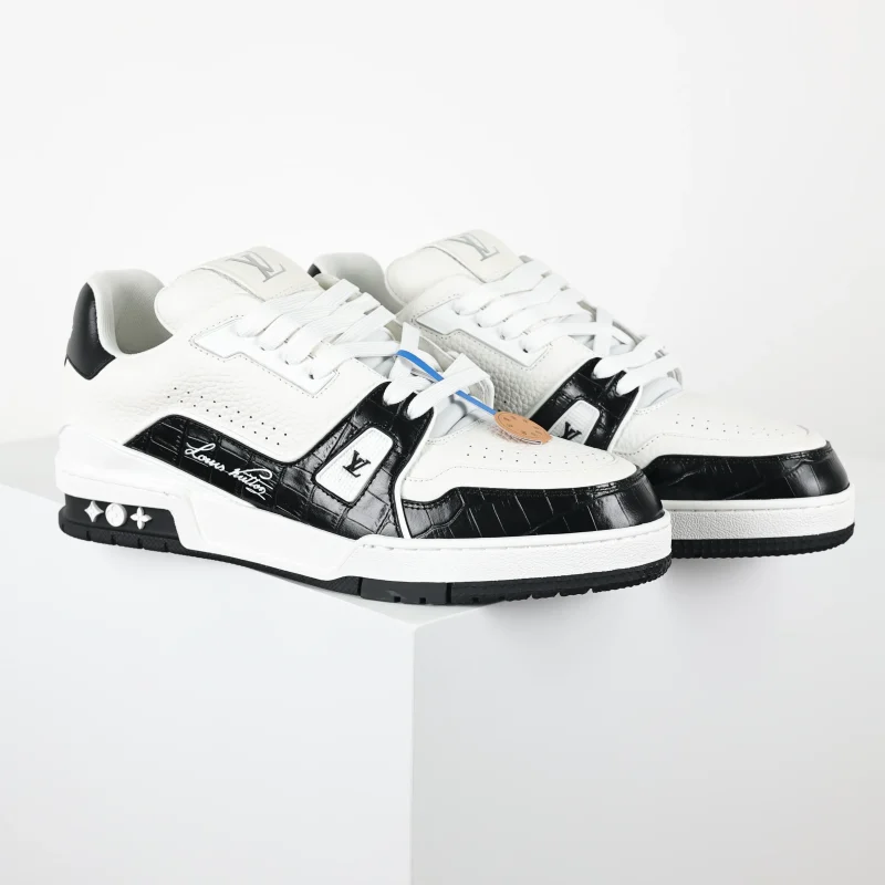 Trainer Sneakers Black Alligator and Grained Calfskin Leather