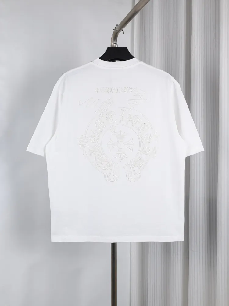 Vase Chain Embroidery T-Shirt - White - Back