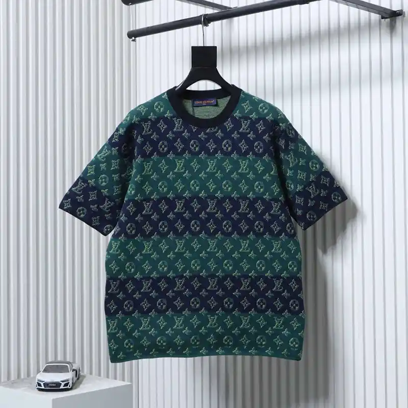 Color Block Jacquard Knit T-Shirt