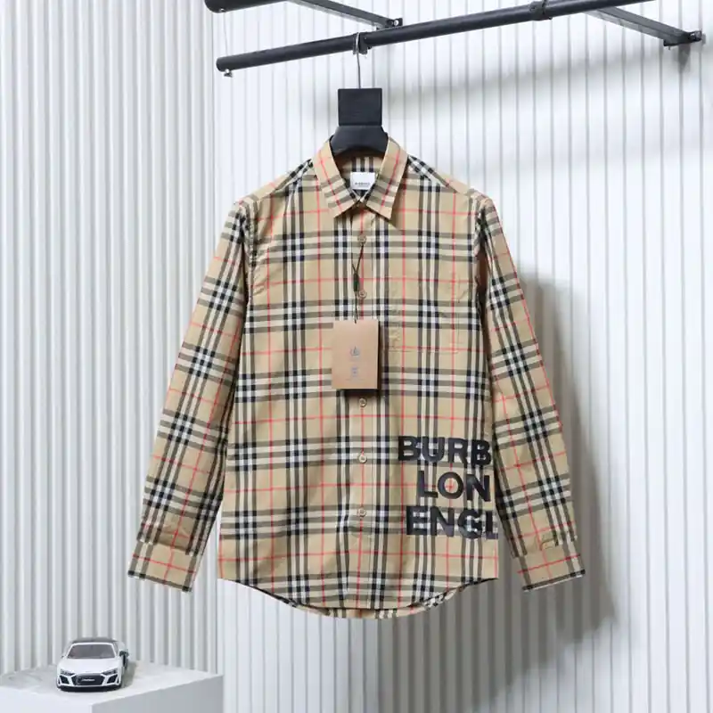 Letter Heat Transfer Plaid Cotton Shirt