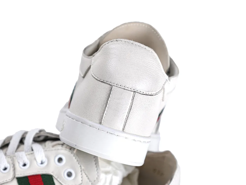 Ace Bee Embroidered Leather Sneaker White Green Red - Back View'