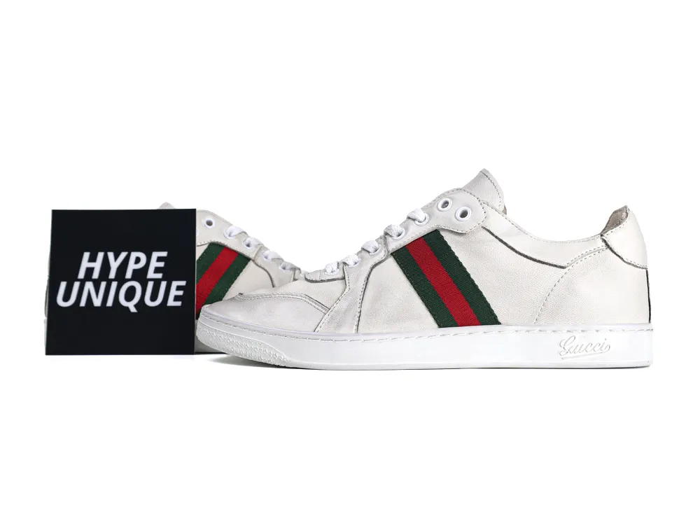 Ace Bee Embroidered Leather Sneaker White Green Red - Hypeunique