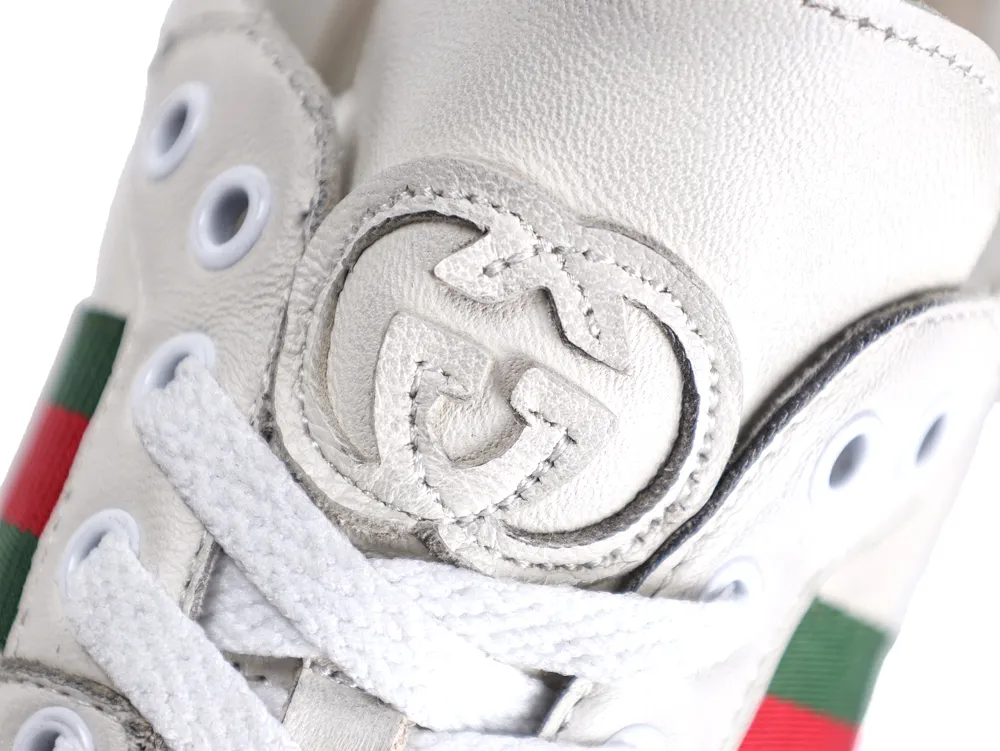 Ace Bee Embroidered Leather Sneaker White Green Red - Logo patch