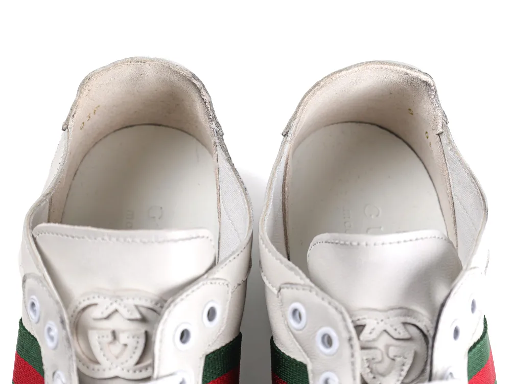 Ace Bee Embroidered Leather Sneaker White Green Red - Pair