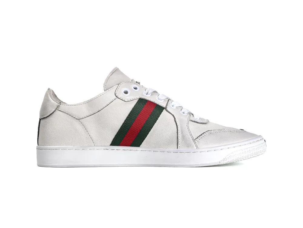 Ace Bee Embroidered Leather Sneaker White Green Red. Right