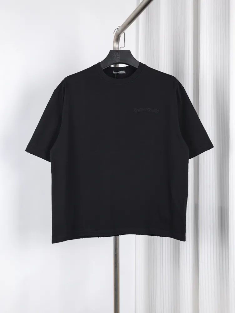 Applique Logo Embroidery Crew Neck T-Shirt