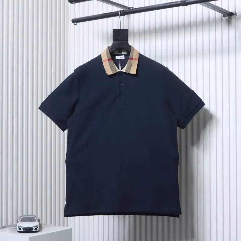 Classic Check Neckline Short-Sleeve Polo T-Shirt