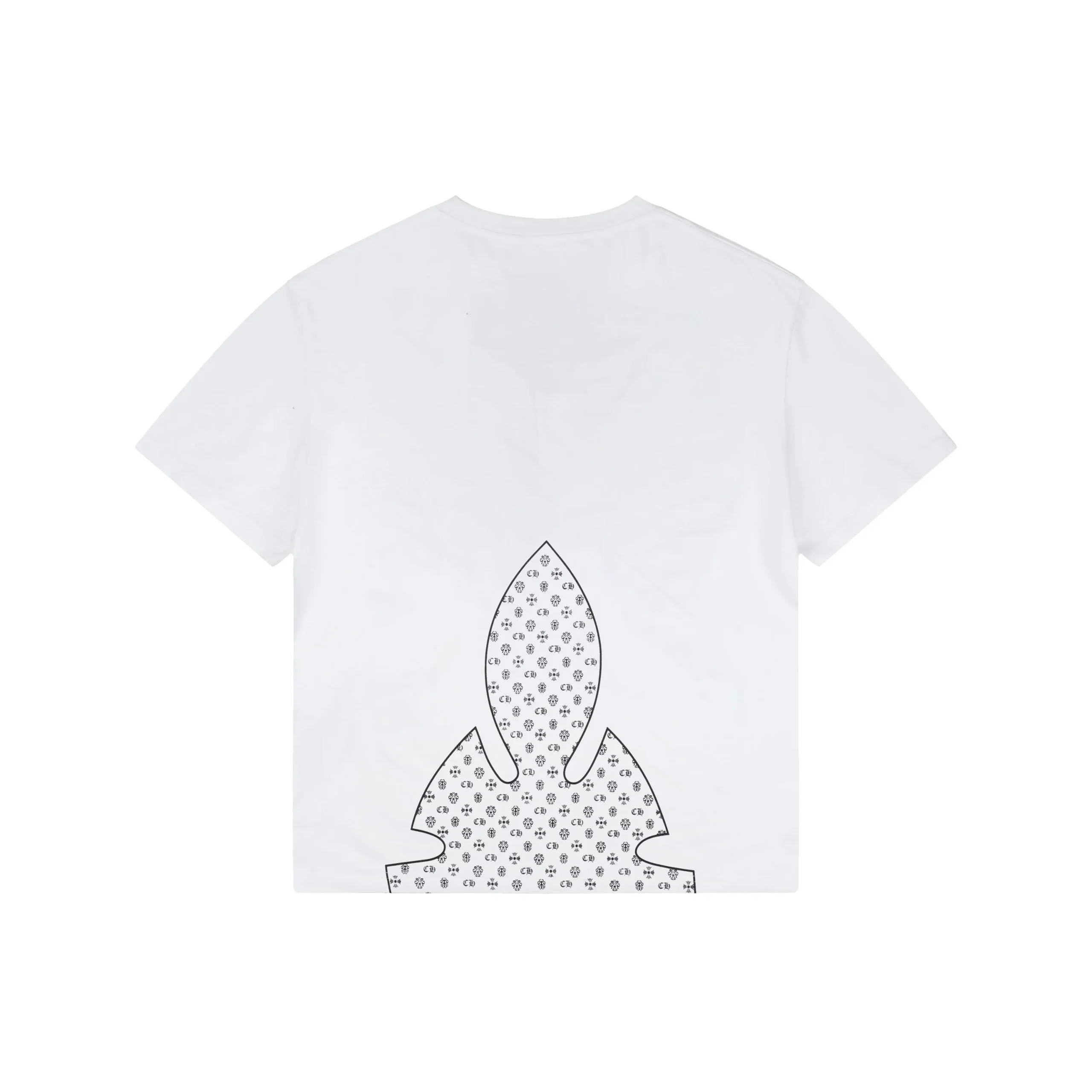 Cross Print Cotton T-Shirt - White - Back