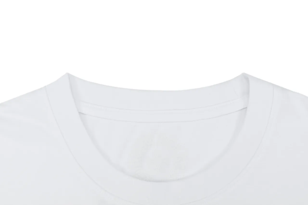 Cross Print Cotton T-Shirt - White - Neckline