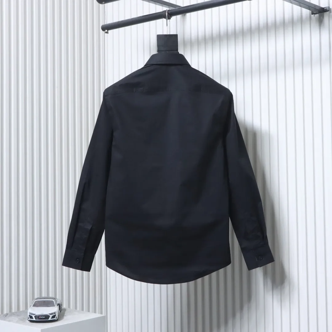 EKD Embroidered Cotton Poplin Long Sleeve Shirt - Black - Back