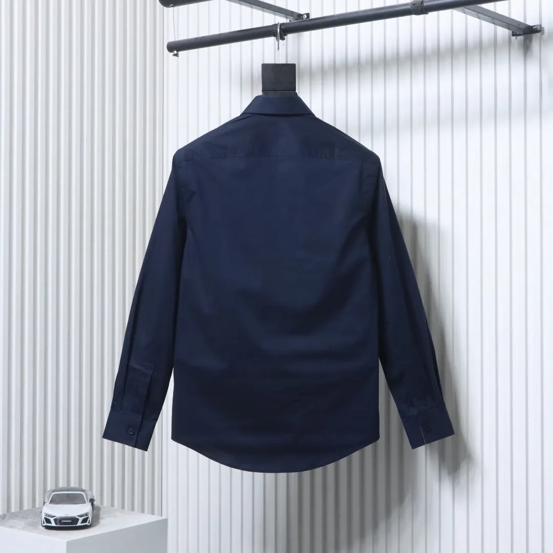 EKD Embroidered Cotton Poplin Long Sleeve Shirt - Dark Bliue - Back