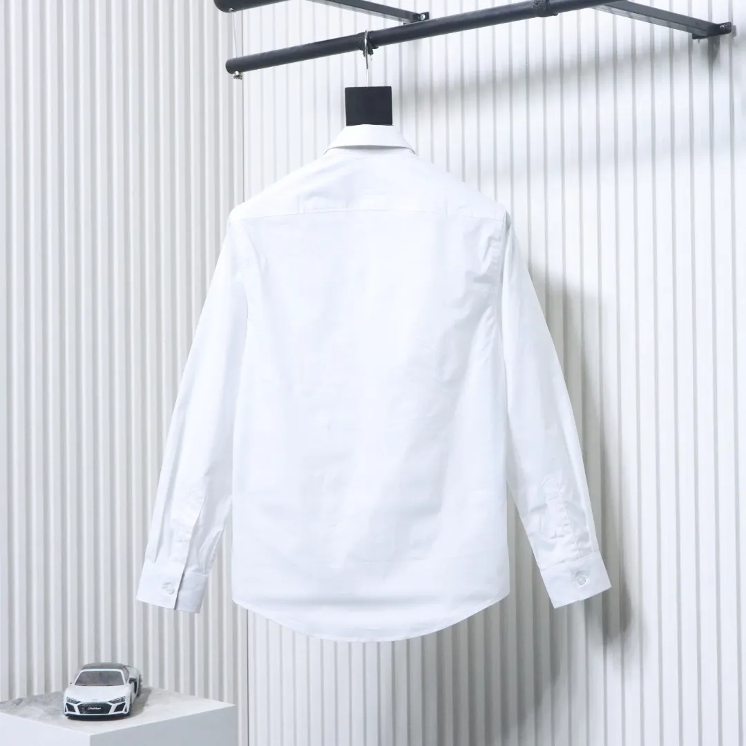 EKD Embroidered Cotton Poplin Long Sleeve Shirt - White - Back