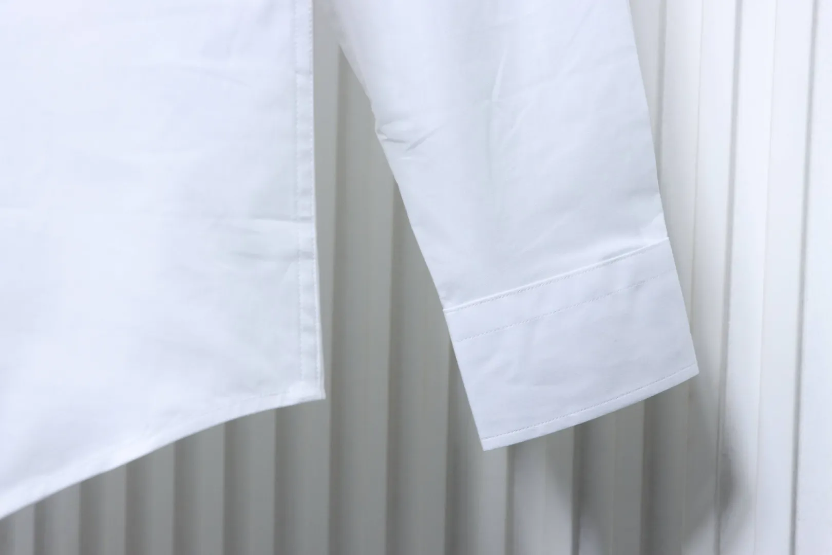 EKD Embroidered Cotton Poplin Long Sleeve Shirt - White - Left Sleeve